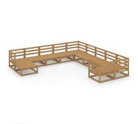 vidaXL Solid Pinewood Garden Lounge Set 11 Piece Wooden Furniture Sofa Set