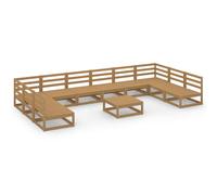 vidaXL Solid Pinewood Garden Lounge Set 11 Piece Wooden Furniture Sofa Set