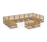 vidaXL Solid Pinewood Garden Lounge Set 12 Piece Wooden Furniture Sofa Set