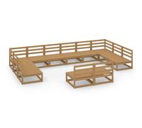 vidaXL Solid Pinewood Garden Lounge Set 12 Piece Wooden Furniture Sofa Set