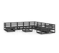 vidaXL 12 Piece Garden Lounge Set Solid Pinewood, Black
