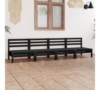 vidaXL Solid Pinewood Garden Lounge Set 4 Piece Black Outdoor Seating Sofa
