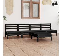 vidaXL Solid Pinewood Garden Lounge Set 5 Piece Black Outdoor Seating Sofa