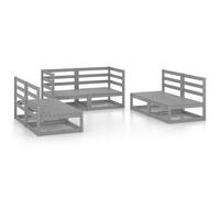 vidaXL Solid Pinewood Garden Lounge Set 6 Piece Grey Outdoor Seat Furniture