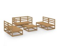 vidaXL Solid Pinewood Garden Lounge Set 7 Piece Honey Brown Outdoor Furniture