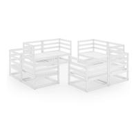 vidaXL Solid Pinewood Garden Lounge Set 8 Piece White Wooden Furniture Sofa