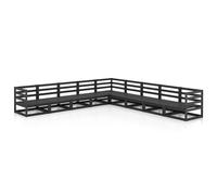 vidaXL Solid Pinewood Garden Lounge Set 9 Piece Black Sofa Seating Outdoor