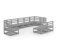 vidaXL Solid Pinewood Garden Lounge Set 9 Piece Grey Wooden Furniture Sofa Set