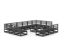 vidaXL Solid Pinewood Garden Lounge Set 9 Piece Wooden Furniture Sofa Set