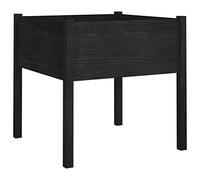 vidaXL Solid Pinewood Garden Planter Outdoor Patio Terrace Backyard Wooden Raised Bed Flower Box Planter Pot Stand Divider Vegetable Herb Bed Black
