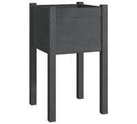 vidaXL Solid Pinewood Garden Planter Outdoor Patio Terrace Backyard Wooden Raised Bed Flower Box Planter Stand Vegetable Herb Bed Grey