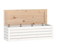 vidaXL Solid Pinewood Storage Box - White, Spacious Chest Tool Box for Home Organisation, Rustic Finish, 109x36.5x33 cm Easy Assembly