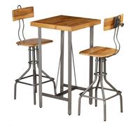 vidaXL Solid Reclaimed Teak Bar Set 3 Piece Kitchen Furniture Table Chairs