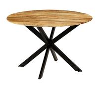 vidaXL Solid Rough Mango Wood and Steel Dining Table 120x77cm Home Furniture