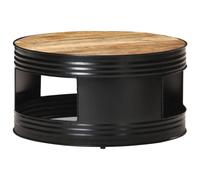 vidaXL Solid Rough Mango Wood Coffee Table Black Wooden Accent End Side Table