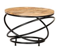 vidaXL Solid Rough Mango Wood Coffee Table Black Wooden Accent End Side Table