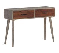 vidaXL Console Table Grey 110x35x75 cm Solid Rough Mango Wood