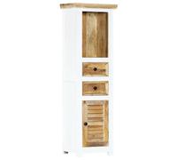 vidaXL Solid Rough Mango Wood Highboard White and Brown Wooden Side Cabinet
