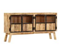 vidaXL Solid Rough Mango Wood Sideboard Brown and Black Wooden Side Cabinet