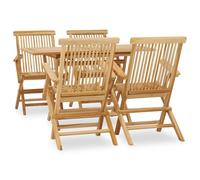 vidaXL Solid Teak 5 Piece Outdoor Dining Set Garden Furniture Table Chair