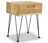 vidaXL Solid Teak Bedside Cabinet 40x30x50cm with Drawer Nightstand Table