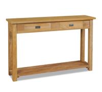 vidaXL Solid Teak Console Table 120x30x80 cm Side End Dressing Desk 2 Drawers