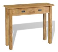 vidaXL Solid Teak Console Table 90x30x80 cm Side End Dressing Desk 2 Drawers
