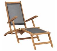 Vidaxl Deck Chair With Footrest Solid Teak Wood Black