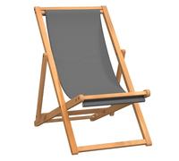 vidaXL Solid Teak Wood Folding Beach Chair Grey Outdoor Garden Deck Camp Seat