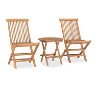 vidaXL 3 Piece Folding Outdoor Dining Set Solid Teak Wood, Brown