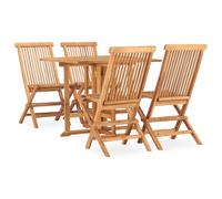 vidaXL Solid Teak Wood Folding Outdoor Dining Set 5 Piece Outdoor Furniture