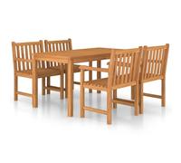 vidaXL Solid Teak Wood Garden Dining Set 5 Piece Chairs and Table Outdoor