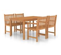 vidaXL 5 Piece Garden Dining Set Solid Teak Wood, Brown