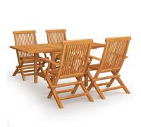vidaXL 5 Piece Garden Dining Set Solid Teak Wood, Brown