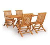 vidaXL Solid Teak Wood Garden Dining Set 5 Piece Table and Chair Furniture