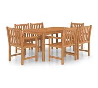 vidaXL Solid Teak Wood Garden Dining Set 7 Piece Chairs and Table Outdoor