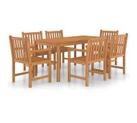 vidaXL Solid Teak Wood Garden Dining Set 7 Piece Furniture Chairs and Table