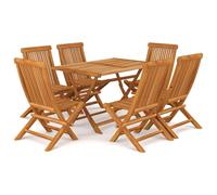vidaXL Solid Teak Wood Garden Dining Set 7 Piece Table and Chair Furniture