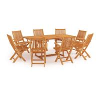 vidaXL 9 Piece Garden Dining Set Solid Teak Wood
