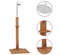 vidaXL Solid Teak Wood Garden Shower Freestanding Poolside Showering Stand