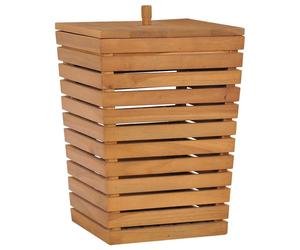 vidaXL Solid Teak Wood Laundry Basket Washing Box Home Clothes Chest Storage Bin
