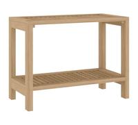 vidaXL Solid Teak Wood Shower Bench with Storage Shelf - 60 x 30 x 45 cm - Rustic Finish - Easy to Clean - Assembly Required