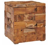 vidaXL Solid Teak Wood Storage Stool Rustic Charm Home Hallway Wooden Stool