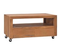 vidaXL Solid Teak Wood TV Cabinet with Wheels Wooden Coffee Table Lowboard