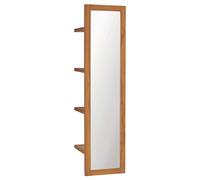 vidaXL Solid Teak Wood Wall Mirror with Shelves Bathroom Makeup Mirror Cosmetic