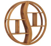 vidaXL Solid Teak Wood Yin Yang Wall Shelf Wooden Ledge Floating Display Rack