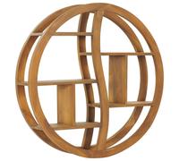 vidaXL Solid Teak Wood Yin Yang Wall Shelf Wooden Ledge Floating Display Rack