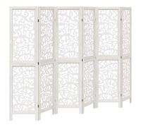 vidaXL Solid White Paulownia Wood 6-Panel Room Divider - 210x215cm Privacy Screen for Bedroom/Living Room/Office