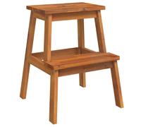 vidaXL Solid Wood Acacia 2 Step Stool Garden Outdoor Terrace Balcony Home Wooden
