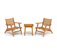 vidaXL Solid Wood Acacia Bistro Set 3 Piece Outdoor Relax Chair and Table